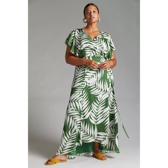 LAST CALL Anthropologie Palms Wrap Dress NWT LP - Picture 4 of 7